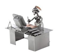 Steelman24 I Omini di Viti PC Computer (donna) con Portabiglietti da Visita I Idee Regalo Originale I Soprammobili in Metallo I Modellino