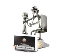 Steelman24 I Omini di Viti Pediatra con Portabiglietti da Visita con Piastra di Incisione Personale I Idee Regalo Originale I Soprammobili in Metallo
