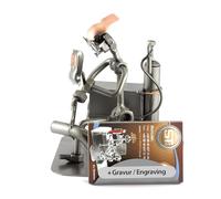 Steelman24 I Omini di Viti Saldatore con Portabiglietti da Visita con Piastra di Incisione Personale I Idee Regalo I Soprammobili in Metallo