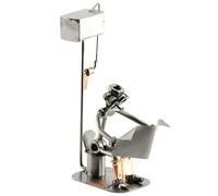 Steelman24 I Omini di Viti Uomo su Water con Giornale I Idee Regalo Originale I Soprammobili in Metallo I Modellino