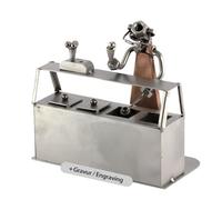 Steelman24 I Omini di Viti Venditore di Gelato con Piastra di Incisione Personale I Idee Regalo Originale I Soprammobili in Metallo I Modellino