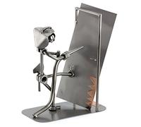 Steelman24 I Omini di Viti Vigile del Fuoco con Portabiglietti da Visita I Idee Regalo Originale I Soprammobili in Metallo I Modellino