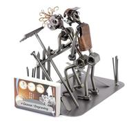 Steelman24 Omini di Viti Amore con Steccato Come Appoggio con Portabiglietti da Visita con Piastra di Incisione Personale I Soprammobili in Metallo