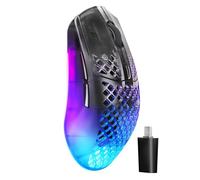 SteelSeries Aerox 3 Wireless Gen 2 - Mouse Super Leggero da 68 g, Polling a 4K, Sensore Ottico da 26K DPI, Batteria da 200 Ore, Impermeabile IP54, 80M di Clic, RGB, Piedini 100% PTFE, Shadow
