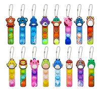 Steemjoey 16 PCS Mini Pop Push It Fidget Toy Portachiavi, Giocattolo Manuale con Bolle da Premere Stile, Push Pop Bolla Giocattolo Antistress Anti-Anx Sensoriali Bulk per Bambini e Adulti