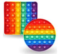 Steemjoey 2 Pezzi Push And Pop Bubble Sensory Fidget Toy, Poppit Antistress, Giochi educativi Gioco Antistress Rilassante per Adulti e Bambini - Lettera su un lato, Numero sull'altro