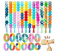 Steemjoey 24 Pezzi Pop Bubble Fidget Braccialetto Pop It Bracciali Set Braccialetto Antistress Indossabile Push Pop Bubble per Bambini Adulti