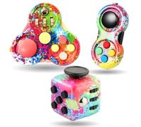 Steemjoey 3Pcs Fidget Toys Giocattolo, Cubo Antistress, Fidget Pad Fidget Controller Riduttore, Ansia Relief Giocattoli, Fidget Toy Giocattolo con Le Dita, Regalo per Adulti Bambini (Colore)