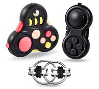Steemjoey 3PCS Nero Fidget Toys Giocattolo, Fidget Pad, Flippy Chain Fidget Toy per ADHD, ADD, L'autismo, Giocattolo Sensoriale Giocattolo Antistress Giocattolo per Adulti e Bambini