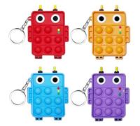 Steemjoey 4PCS Mini Pop Push It Fidget Toy Portachiavi, Colorato Silicone Poppet Bubble Giocattoli Sensoriali Bulk, Squeeze Silicone Pop Bubble Autismo Giocattoli Antistress per Bambini Adulti