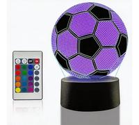 Steemjoey Lampada da notte a LED 3D, Calcio Lampada Notturna 3D Visiva | dell'illusione Ottica Con Telecomando 16 Cambiare Colore Touch USB Tavolo Calcio Regalo Giocattoli Decorazioni Bambini 7 8 9