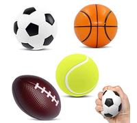 Steemjoey Set di 4 Sports Stress Balls Giocattolo Giocattolo di Ansia Sensoriale Gocattolo Stress Sollievo per Bambini Adulti, Include Pallacanestro, Calcio, Palla da Calcio, Palla da Tennis