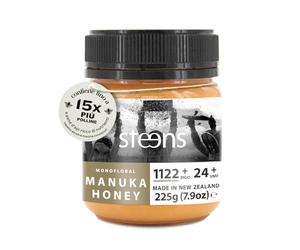 Steens Miele di Manuka - MGO 1122+ - Puro Miele Manuka grezzo 100% certificato UMF 24+ - Invasettato e sigillato in Nuova Zelanda - Manuka Honey - 225 g