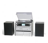 Steepletone PHOENIX 6 in 1 Music Centre High Speaker Volume, Triple CD Player, Vinyl Record Player, Twin Cassette, Radio FM e Bluetooth, Codifica riproduzione MP3, telecomando, altoparlanti stereo