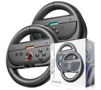 Steering Wheels for Nintendo Switch 2 2025 JoyCons, Racing Wheels for NS2 Mario Kart World/ 8 Deluxe with Anti-Slip Grip (Black)