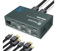 Steetek KVM Switch 2 Monitor 4K@60Hz HDCP2.2 HDMI 2.0 2 PC 2, Pulsante, On-off-on, 2A, 4 vie, Montaggio su rack, Metallo, 1 unità, Normalmente aperto, Vite, HDMI, USB2.0