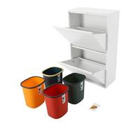 Steeviuzj Pattumiera da cucina, sistema di raccolta differenziata a 4 scomparti con 4 contenitori da 15 l, armadietto per la raccolta dei rifiuti, montaggio a parete, design moderno (bianco)