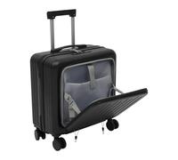 Steeviuzj Valigetta per bagaglio a mano 18 pollici, rigida ABS, nero, 45 x 24 x 41 cm, con porta USB, scomparto per laptop, 4 ruote, lucchetto a combinazione, asta telescopica, per viaggi brevi e