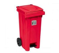 Stefanplast 00217330 Bidone Immondizia con Ruote con Pedale, Rosso, 48 x 55 x 94 cm