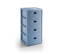 Stefanplast 3860516 Elegance Rattan Cassettiera, 4 Cassetti, Blu