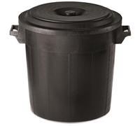 STEFANPLAST - Bidone Giardino, Polietilene, Riciclabile. Coperchio Non Incluso. Nero 50 Lt