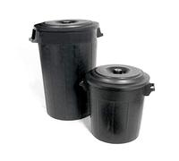 Stefanplast Bidone Immondizia con Coperchio, Plastica, Nero, 50 litri, ø 45x44h cm