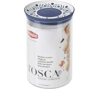 Stefanplast Blu, Barattolo Tondo ermetico Linea Tosca, per Alimenti, Bianco, 1.2 lt, 12x18h cm, Plastica, 1,2