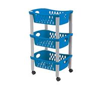 Carrello Otello 3 Rripiani Colore Blu 30X40X70H Multiuso Portafrutta C/Ruote