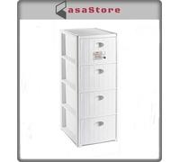 Stefanplast Cassettiera Salvaspazio 4 cassetti Bianco, 30 x 40 x 80 h cm