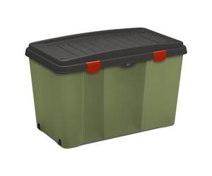 Stefanplast Contenitore (120Lt) Camping con coperchio FAMILY BOX Verde e Nero