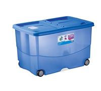 Stefanplast Contenitore Multiuso con Fusto Semitrasparente e con Coperchio a Doppia Apertura, Cyan / Cobalt Blue / Magenta, 60 X 40 X 36 Cm