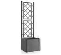 STEFANPLAST - Fioriera Deluxe Quadrata Con Rete Grigio Pietra 43x43xh142cm