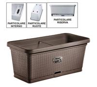 Stefanplast fioriera natural con riserva acqua e ruote 80x40cm Altezza 34cm