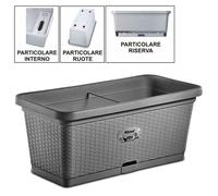 Stefanplast fioriera natural con riserva acqua e ruote 80x40cm Altezza 34cm