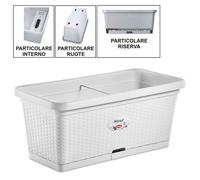 Stefanplast fioriera natural con riserva acqua e ruote 80x40cm Altezza 34cm