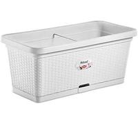 Stefanplast fioriera natural con riserva acqua e ruote 80x40cm Altezza 34cm (Bianco)