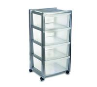 Casettiera grigia con 4 cassetti vedo tutto con ruote per bagno camera organizer