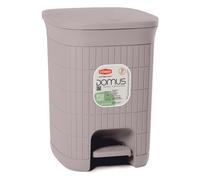 Pattumiera Domus 20Lt con Pedale Plastica Riciclata Coperchio Moderno Greige