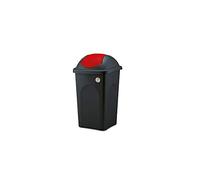 Stefanplast, Pattumiera Bascula multipat, portarifiuti, con Coperchio Basculante, Nero Rosso, 39x39x68 cm