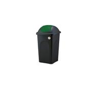 Stefanplast, Pattumiera Bascula multipat, portarifiuti, con Coperchio Basculante, Nero Verde, 39x39x68 cm
