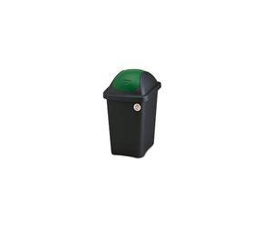 Stefanplast, Pattumiera Basculina multipat, portarifiuti, con Coperchio Basculante, Nero Verde, 29x39x50 cm