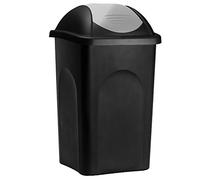 Stefanplast® .- Pattumiera con coperchio basculante, capacità 60 litri - pattumiera in plastica per spazzatura - da cucina - colore a scelta Silver