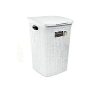 Stefanplast Portabiancheria Effetto Cesto Vimini per Bagno 50 LT Secchio per Biancheria Sporca Bagno Elegance Colore Bianco