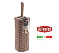 Stefanplast Scopino Scopettino da Bagno Colore Tortora Modello Elegance Effetto Vimini