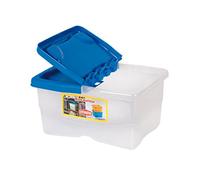 Stefanplast Stefanbox Junior, Contenitore Multiuso con Fusto Semitrasparente e Coperchio a Doppia Apertura, Colori Assortiti