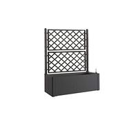 FIORIERA CON SPALLIERA NATURAL DELUXE GRIGIO in RESINA FINITURA RATTAN CON RISER