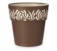 Stefanplast Vaso da giardino tondo Opera Gaia Ø30 x 29 cm con riserva d'acqua Tortora e Vanilla