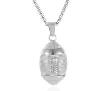 STEFWD America Football Urna Collana Per Le Ceneri Per Gli Uomini In Acciaio Inox Rugby Cremazione Gioielli Tenere Ceneri Umane Keepsake Neckace Incisione Memoriale Dei Cari, Acciaio inossidabile