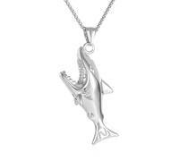 STEFWD Collana per ceneri da uomo in acciaio inossidabile con squalo per cremazione per ceneri dei propri cari collana urna ricordo mamma papà ciondolo commemorativo, Acciaio inossidabile, Nessuna
