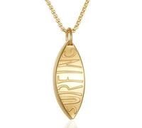 STEFWD Collana per ceneri in acciaio inox con ciondolo a forma di tavola da surf per donne e uomini, Acciaio inossidabile, Nessuna pietra preziosa